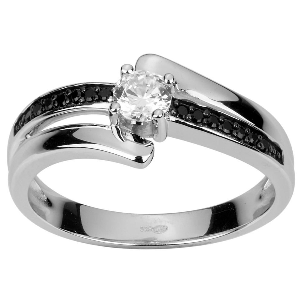 Bague Argent 925/1000 et oxydes noirs et blancs by Stauffer Ref. 70100349