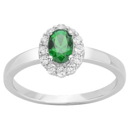 La Bague argent 925/1000, pierre synthétique verte et oxydes de zirconium by Stauffer