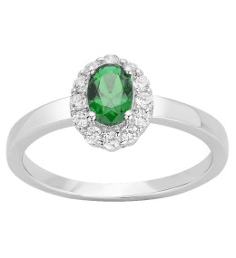 La Bague argent 925/1000, pierre synthétique verte et oxydes de zirconium by Stauffer