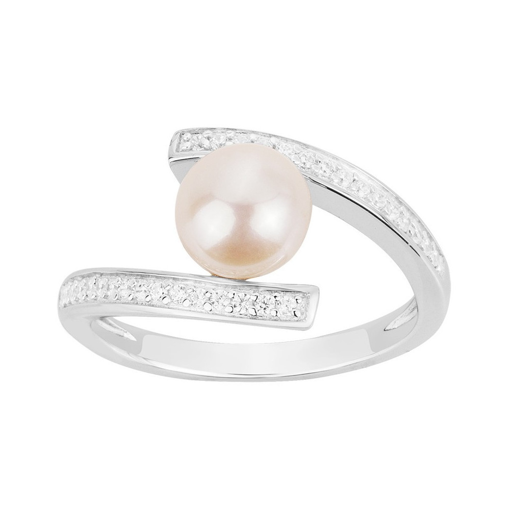 La Bague argent 925/1000, perles de culture et oxydes de zirconium by Stauffer