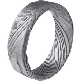 la Bague en acier façon damas, effet brossé, largeur 7mm, HS 101, by Stauffer