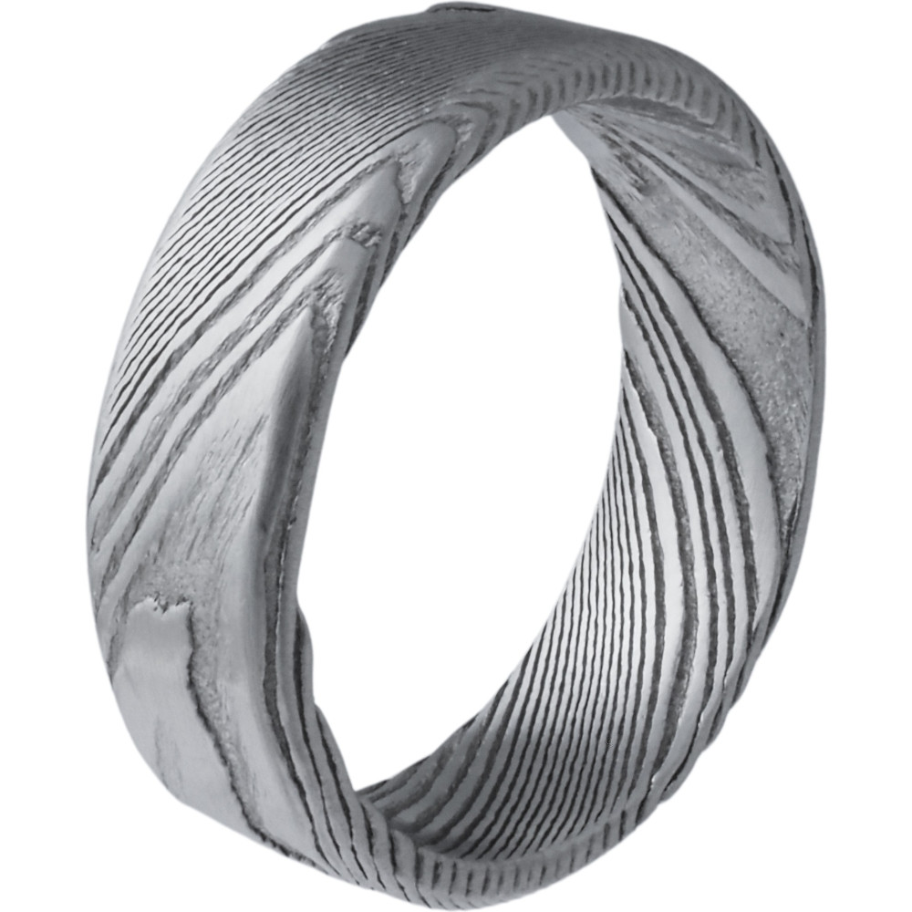 la Bague en acier façon damas, effet brossé, largeur 7mm, HS 101, by Stauffer