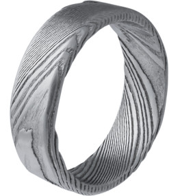 la Bague en acier façon damas, effet brossé, largeur 7mm, HS 101, by Stauffer