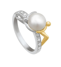 La Bague Jourdan Bijoux Luna, argent 925/1000 bicolore et Perle Blanche, AJF170181R