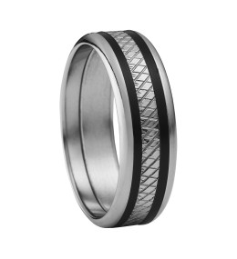 Bague Jourdan Bijoux Tyr, Acier, Resine Noire MB 882 H