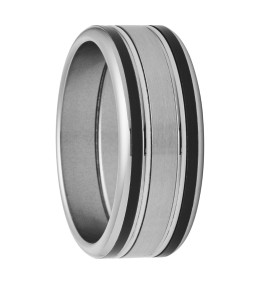 Bague Jourdan Bijoux Sleipnir, Acier, Resine Noire MB 876 H