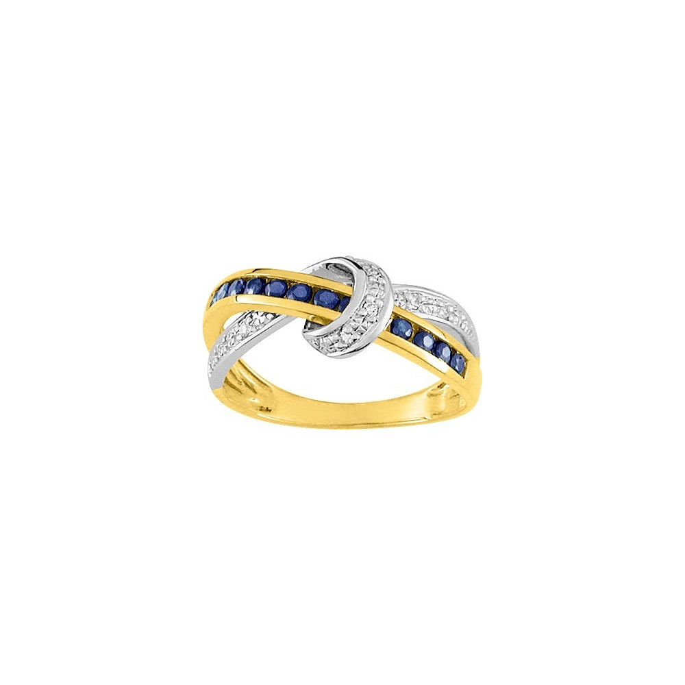 La Bague or bicolore 750/1000, saphirs bleus et diamants taille brillant by Stauffer