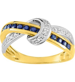 La Bague or bicolore 750/1000, saphirs bleus et diamants taille brillant by Stauffer