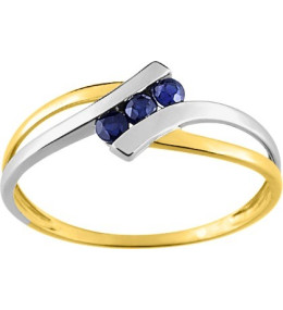 La Bague or bicolore 750/1000, saphirs bleus taille brillant by Stauffer