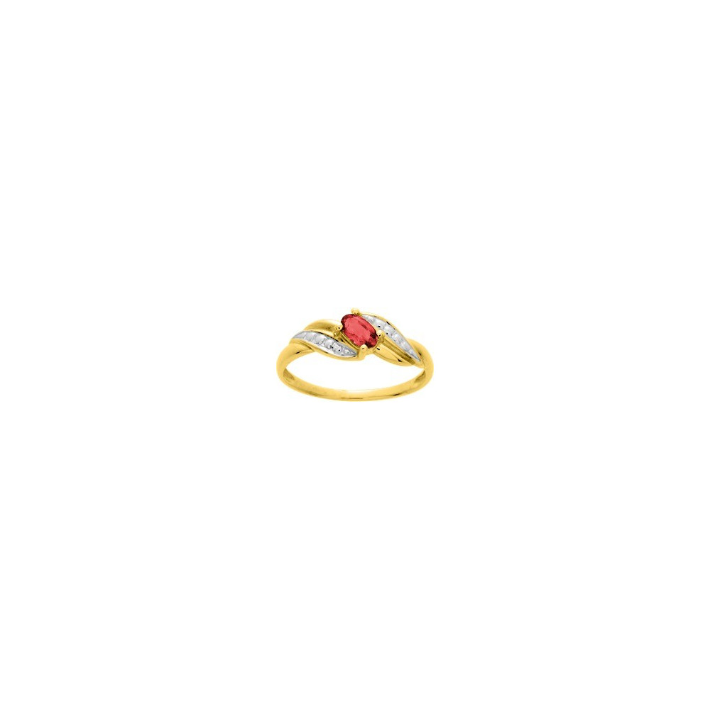 La Bague or bicolore 750/1000, rubis taille ovale by Stauffer