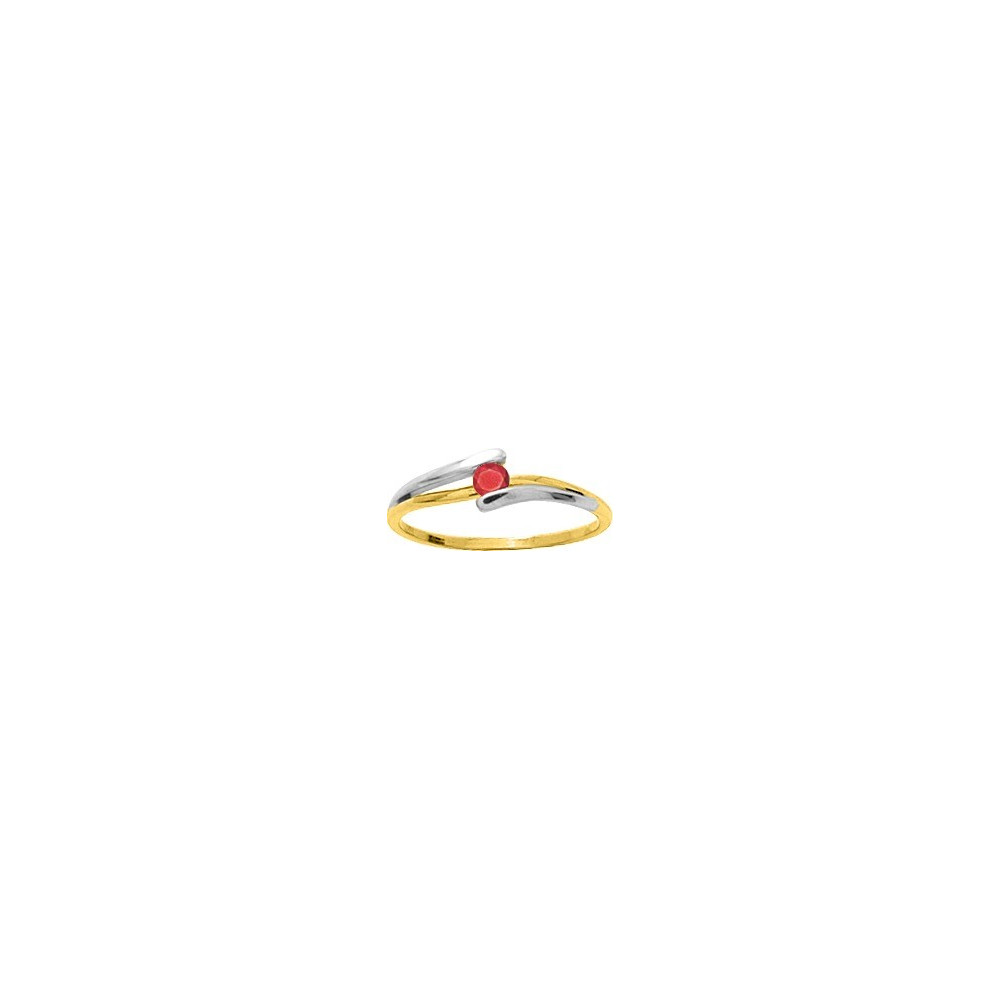 La Bague or bicolore 750/1000, rubis taille brillant by Stauffer
