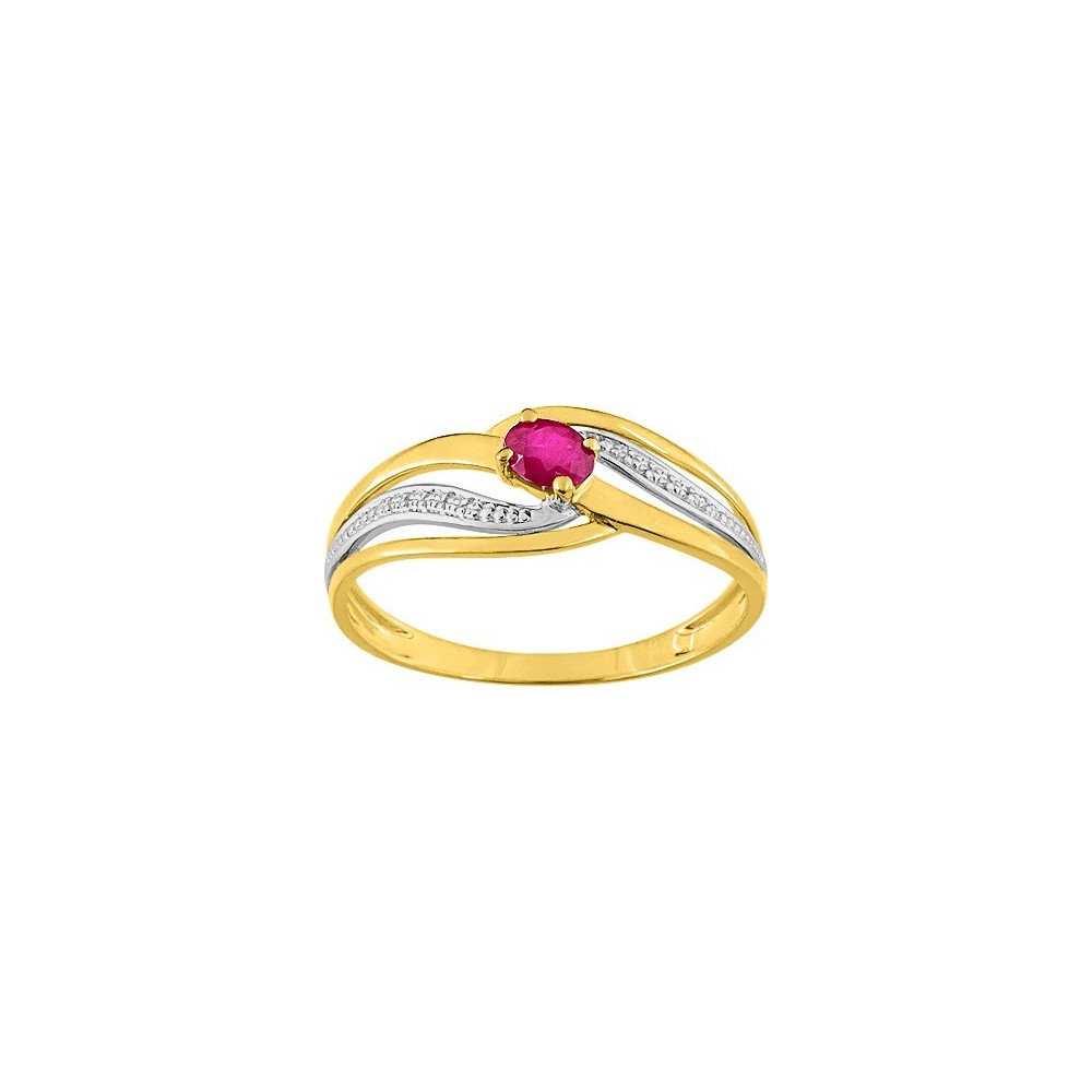 La Bague or bicolore 750/1000, rubis taille ovale by Stauffer