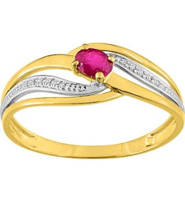 La Bague or bicolore 750/1000, rubis taille ovale by Stauffer