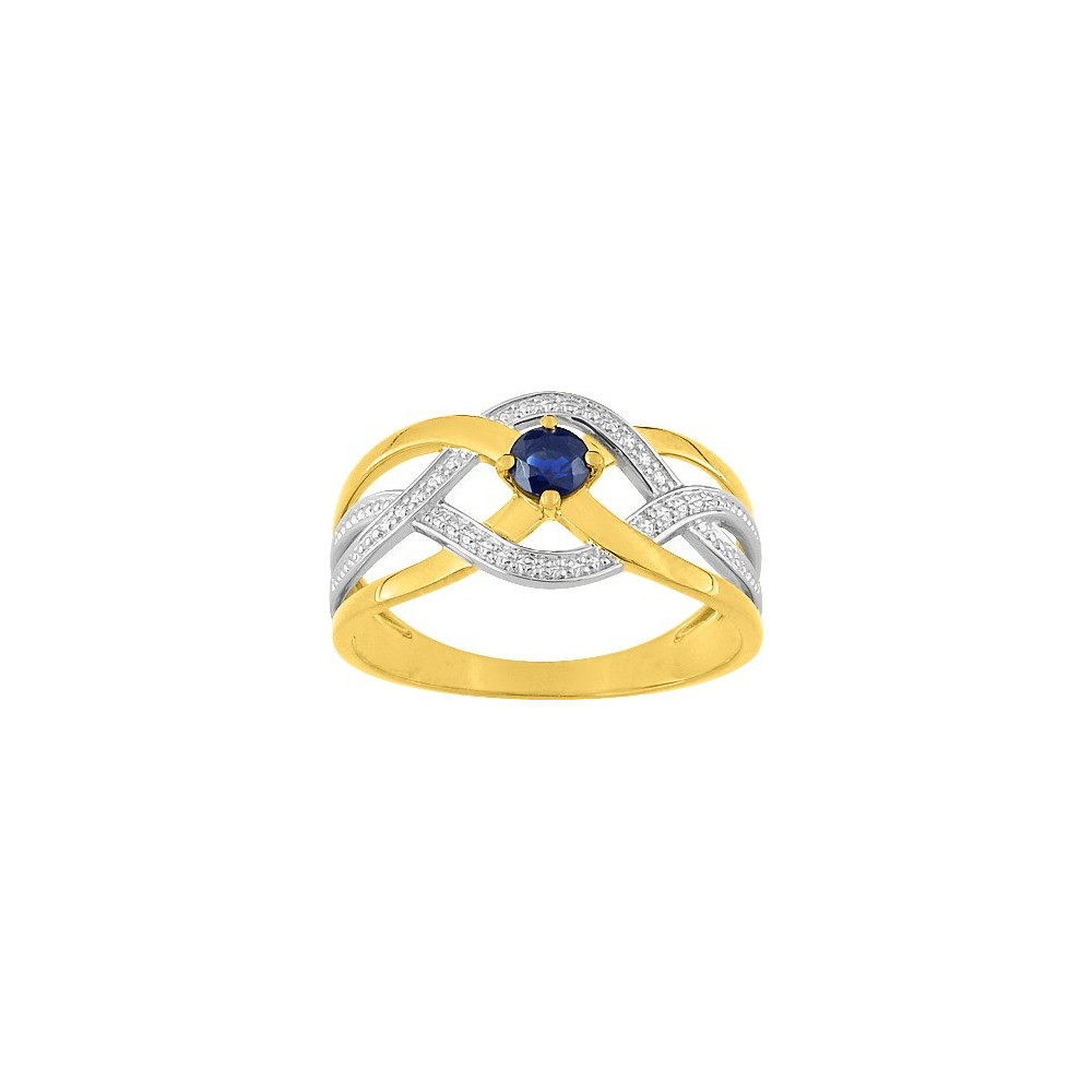 La Bague or bicolore 750/1000, saphir bleu by Stauffer