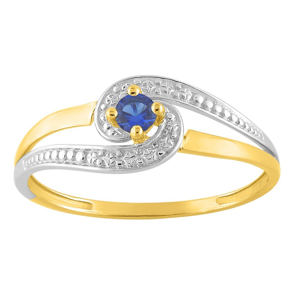 La Bague or bicolore 750/1000, saphir bleu by Stauffer