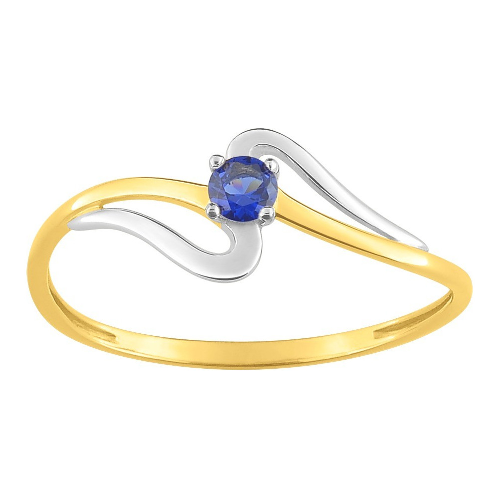 La Bague or bicolore 750/1000, saphir bleu by Stauffer