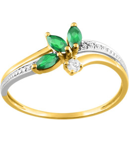 La Bague or bicolore 750/1000, émeraudes et oxyde de zirconium by Stauffer