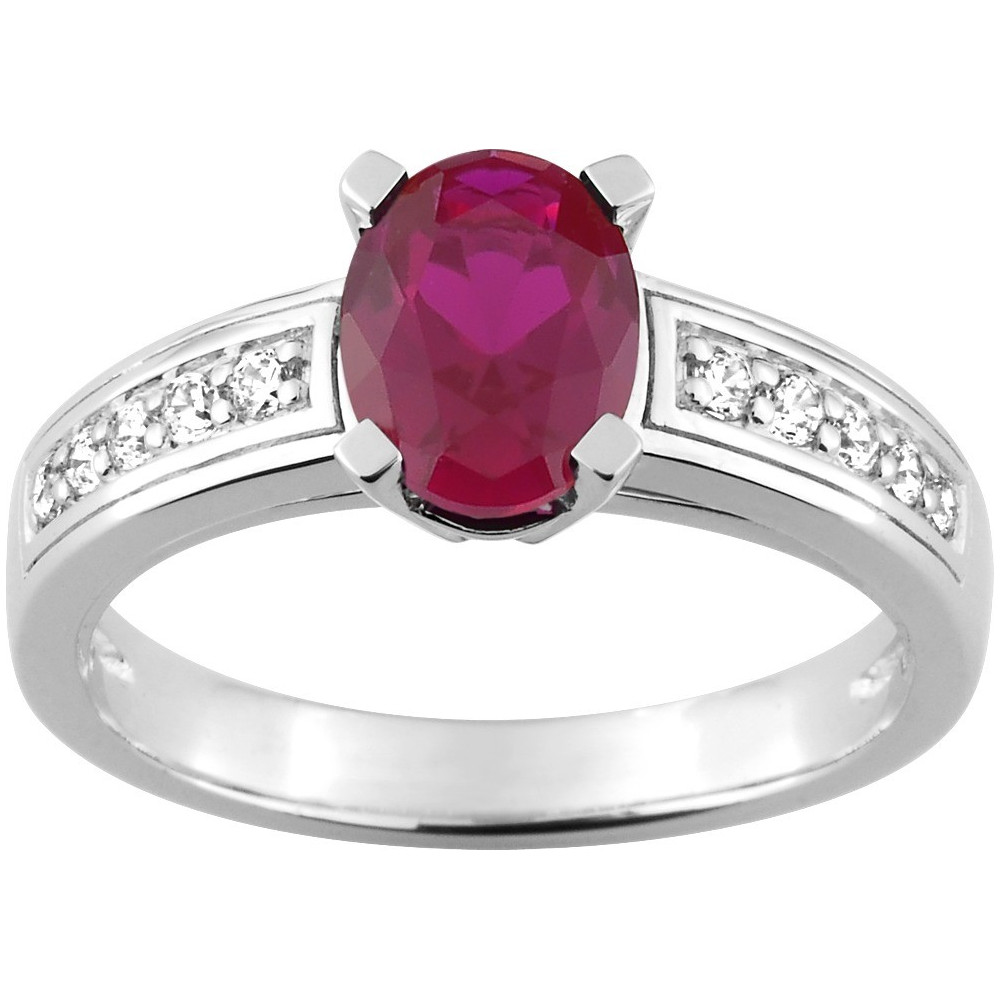 Bagues - Bijoux - Les bagues OR by Stauffer - Bague or gris 750/1000, rubis et diamants by Stauffer