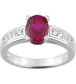 Bagues - Bijoux - Les bagues OR by Stauffer - Bague or gris 750/1000, rubis et diamants by Stauffer
