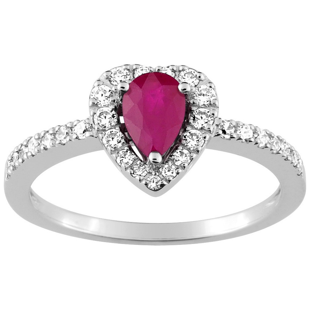 Bagues - Bijoux - Les bagues OR by Stauffer - Bague or gris 750/1000, rubis et diamants by Stauffer