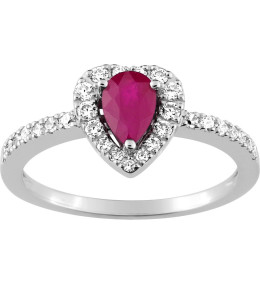 Bagues - Bijoux - Les bagues OR by Stauffer - Bague or gris 750/1000, rubis et diamants by Stauffer