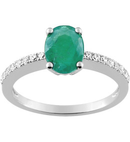 Bagues - Bijoux - Les bagues OR by Stauffer - Bague or gris 750/1000, émeraude et diamants by Stauffer