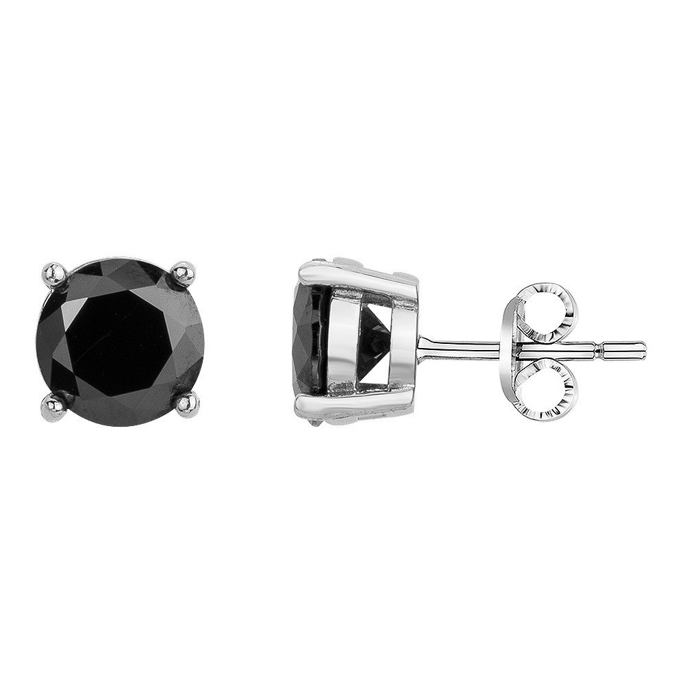 Les Boucles d'oreilles acier et oxydes noirs de 6 mm PHEBUS FOR HIM 87-0048