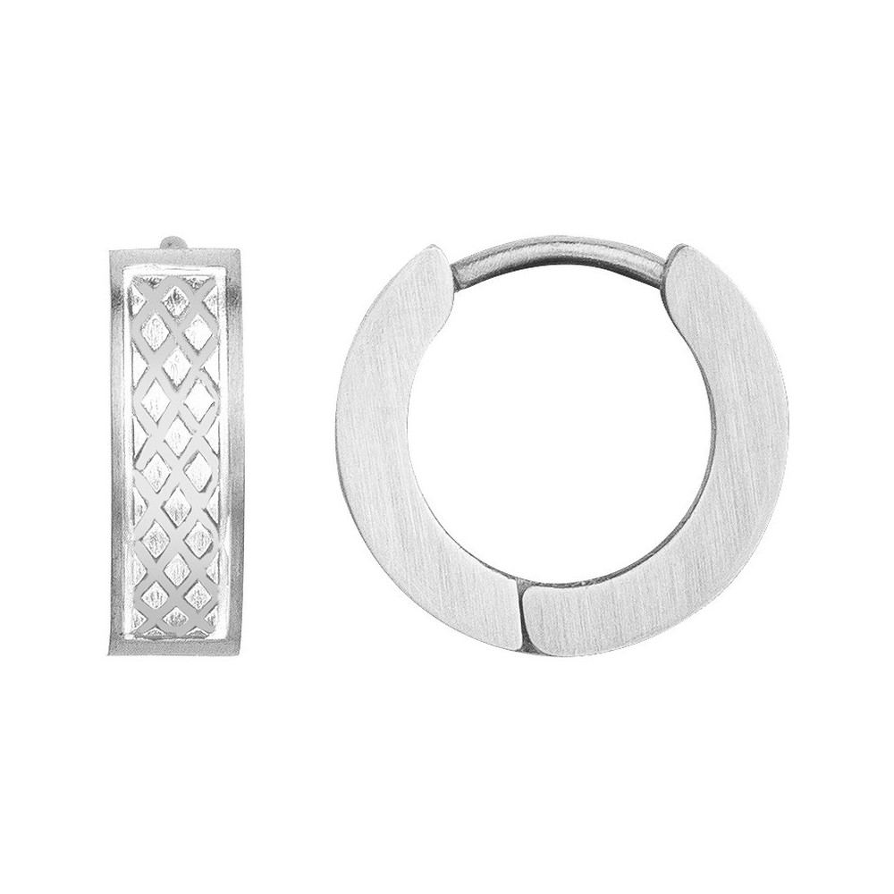 Les Boucles d'oreilles créoles acier, croissillons PHEBUS FOR HIM 87-0042