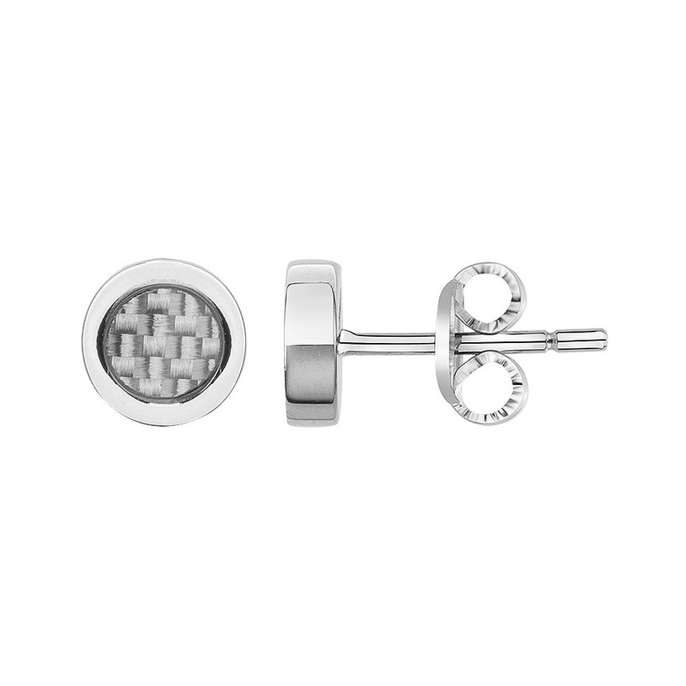 Les Boucles d'oreilles acier et carbone gris PHEBUS FOR HIM 87-0019