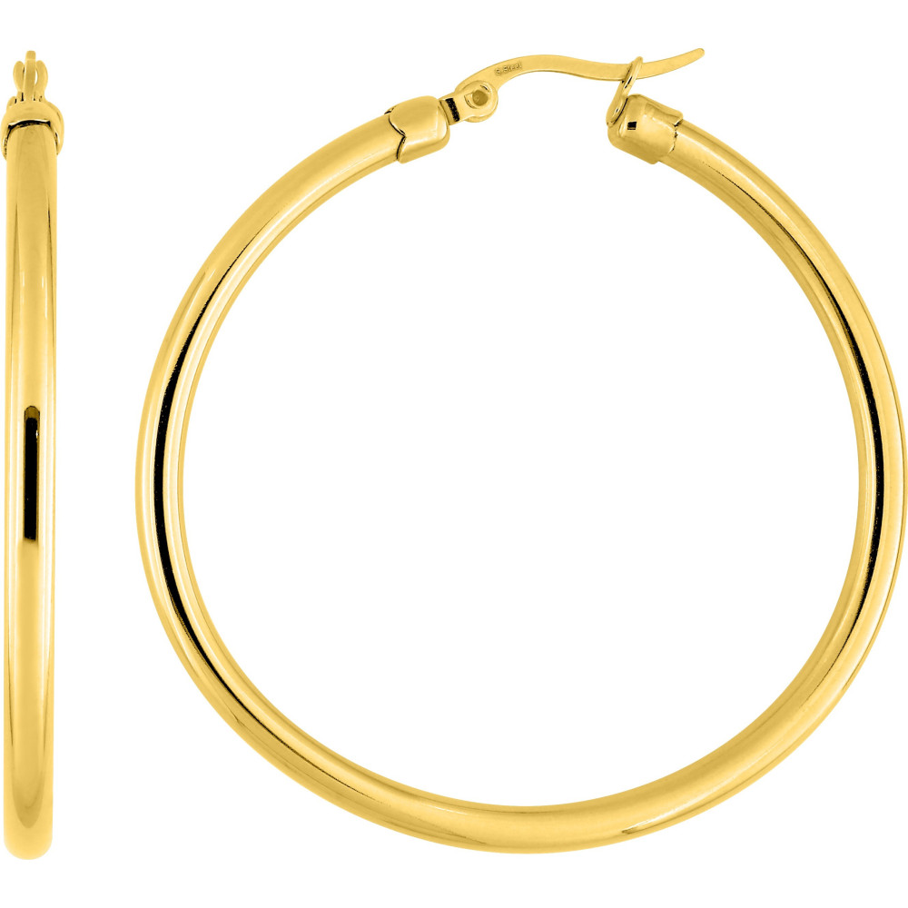 Les Boucles d'oreilles créoles femme, acier doré jaune, fil rond, diamètre 45 mm by Stauffer