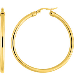 Les Boucles d'oreilles créoles femme, acier doré jaune, fil rond, diamètre 45 mm by Stauffer