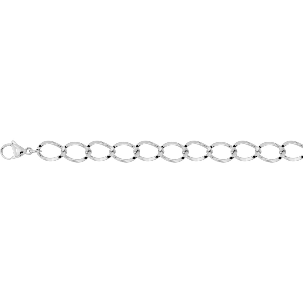 Collier femme acier , mailles fantaisie, longueur 60 cm by Stauffer
