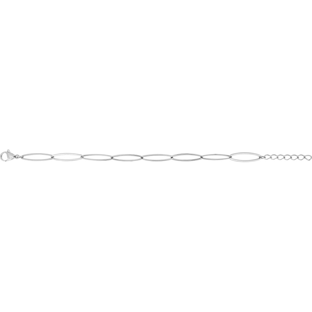 Le Bracelet femme acier, mailles olives allongées, by Stauffer