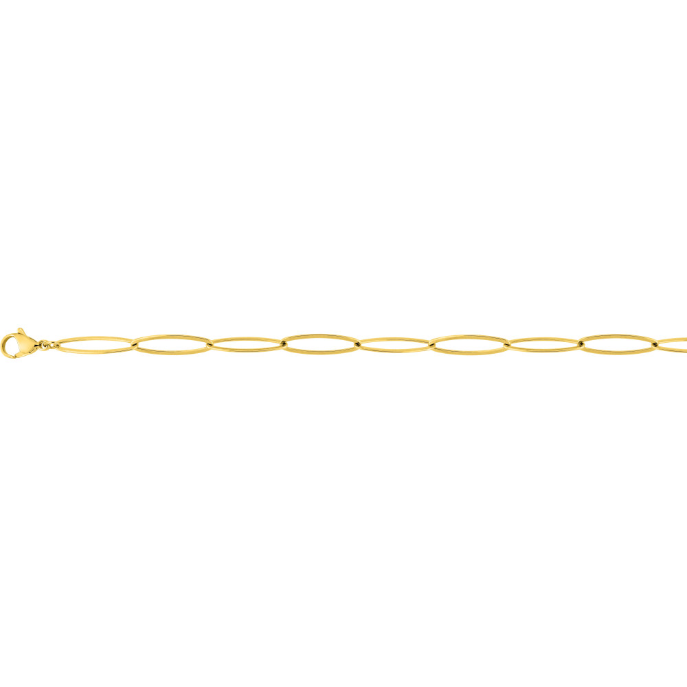 Le Collier femme acier doré jaune, mailles olives allongées, longueur 50 cm by Stauffer