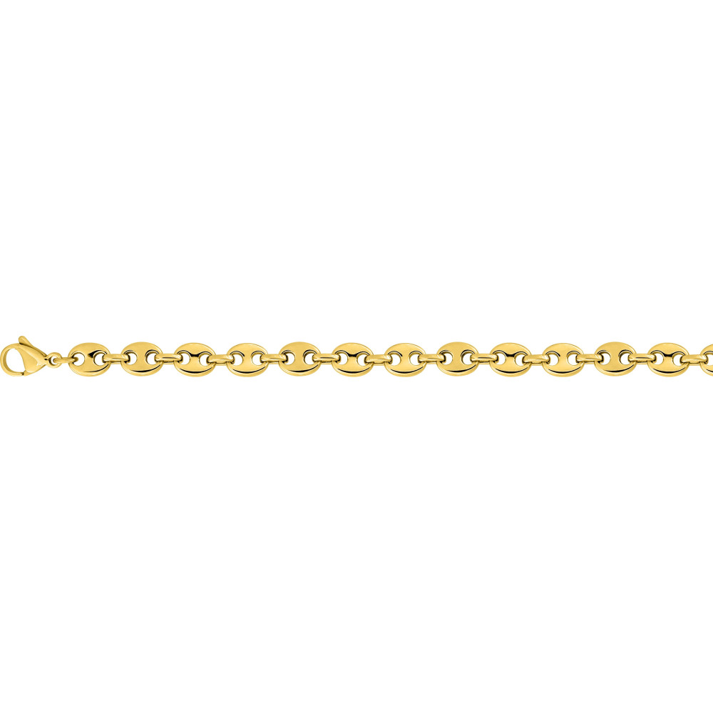 Le Collier homme acier doré jaune, mailles grain de café, largeur 7 mm, longueur 50 cm by Stauffer