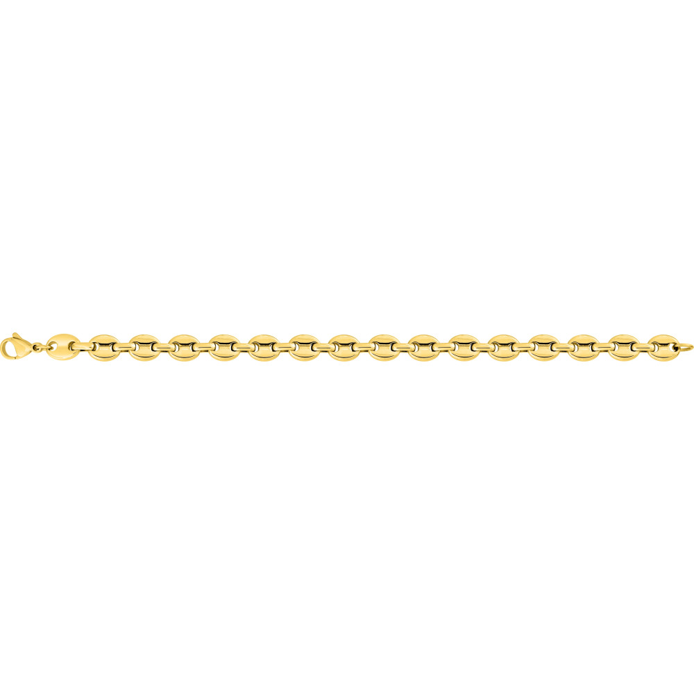 Le Bracelet homme acier doré jaune, mailles grain de café, largeur 8 mm, longueur 21 cm by Stauffer