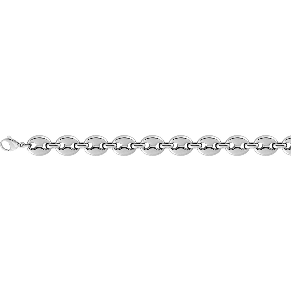 Le Collier homme acier, mailles grain de café, largeur 10 mm, longueur 55 cm by Stauffer