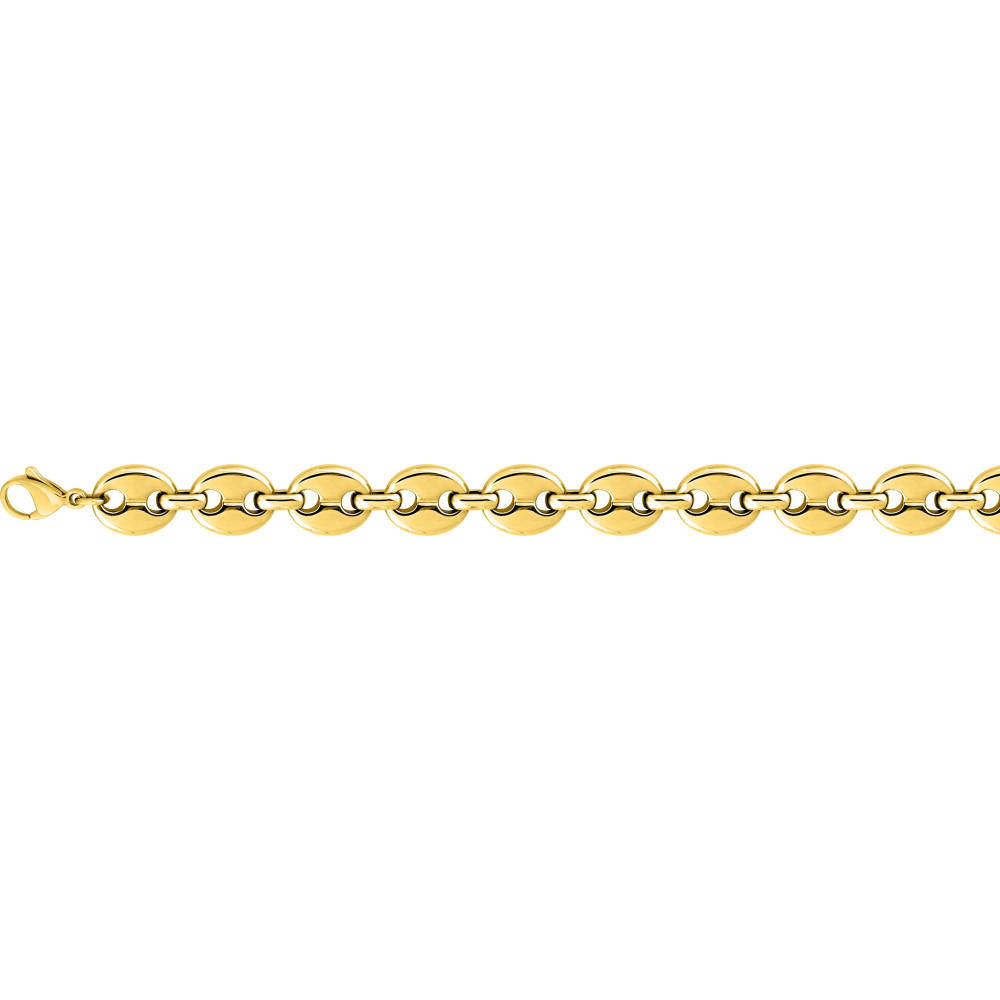 Le Collier homme acier doré jaune, mailles grain de café, largeur 10 mm, longueur 50 cm by Stauffer