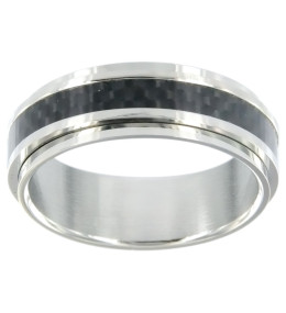 Bague Phebus Homme, acier et carbone Ref. 15-0124