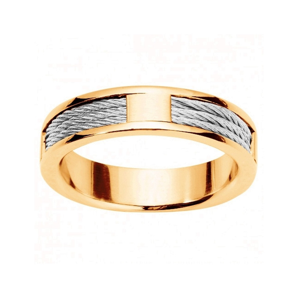Bague Phebus Homme acier PVD jaune et cable Ref. 15-0349