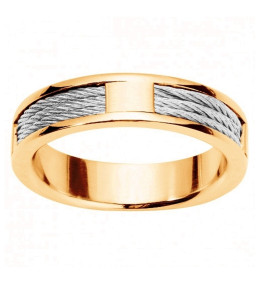 Bague Phebus Homme acier PVD jaune et cable Ref. 15-0349