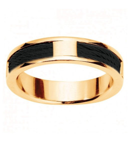 Bague Phebus Homme acier PVD jaune et cable noir Ref. 15-0413