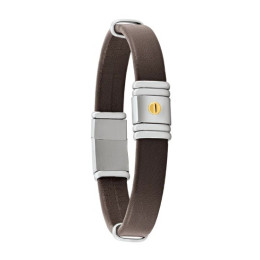 Le Bracelet Homme Jourdan Bijou, Antonio, Acier, cuir synthétique et or 750/1000, JH300007B