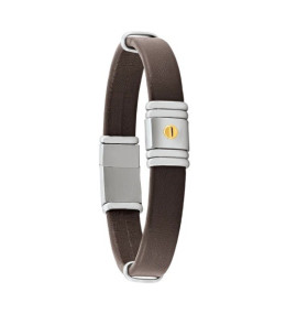 Le Bracelet Homme Jourdan Bijou, Antonio, Acier, cuir synthétique et or 750/1000, JH300007B