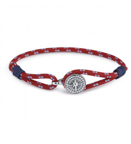 Le Bracelet homme, acier et cordon rouge et bleu by Stauffer