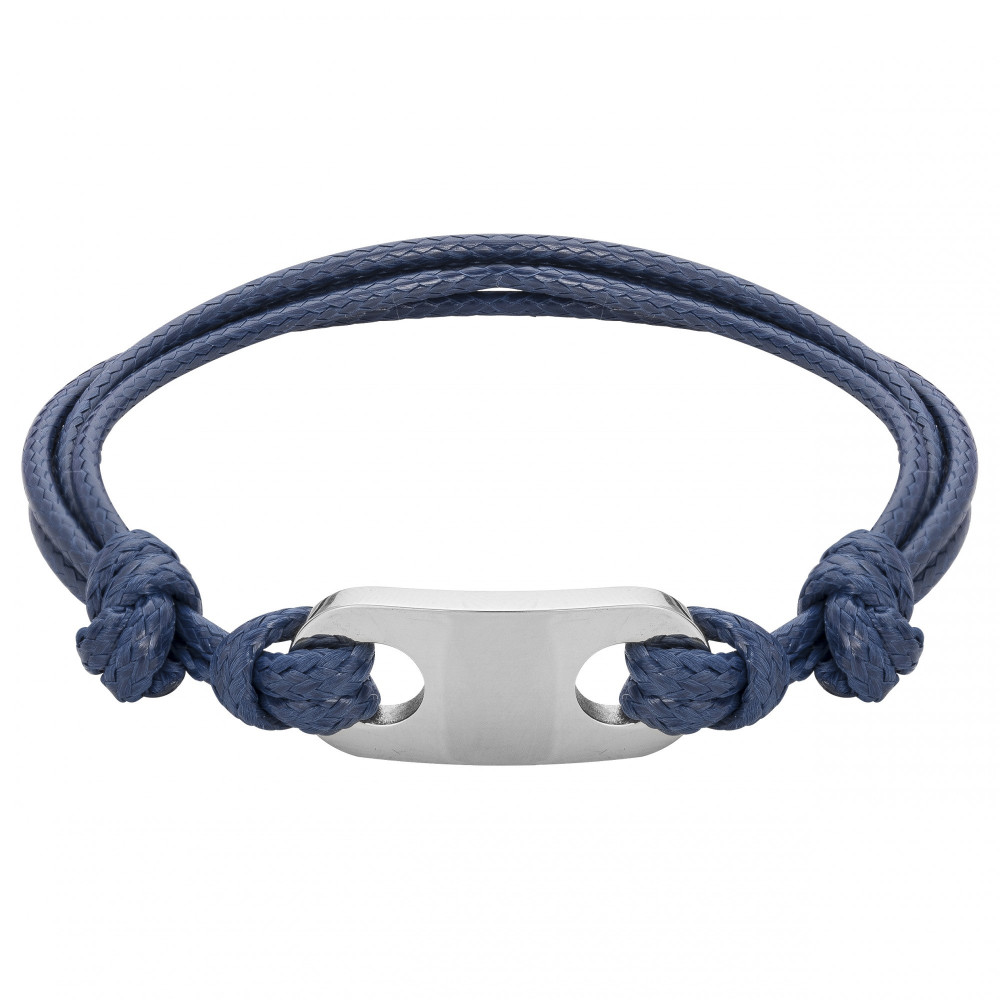 Le Bracelet homme, acier et cordon bleu by Stauffer