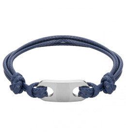 Le Bracelet homme, acier et cordon bleu by Stauffer