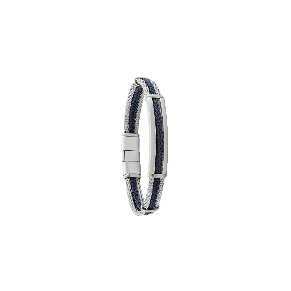 Le Bracelet Homme Jourdan Bijou, Ugo, Acier et cordelette, JH300005B