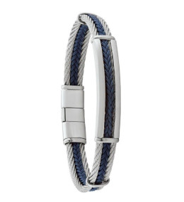 Le Bracelet Homme Jourdan Bijou, Ugo, Acier et cordelette, JH300005B