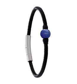Le Bracelet Homme Jourdan Bijou, Albann, Acier, cuir et Lapis lazuli, JH250007B